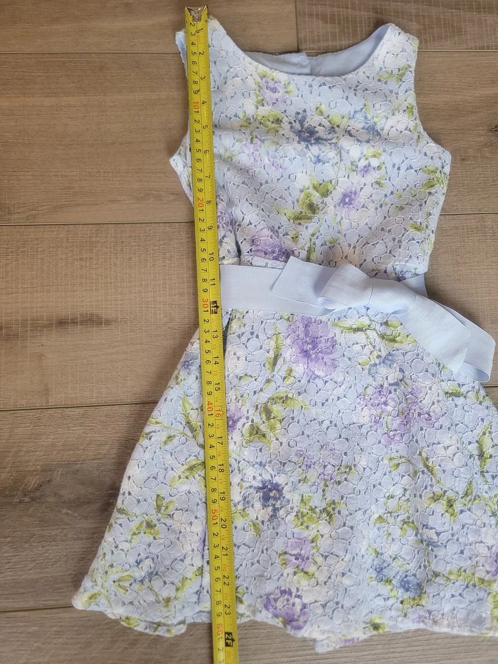 The Children's Place Girls Floral Lace A-Line Dress Light Blue Purple Size 6